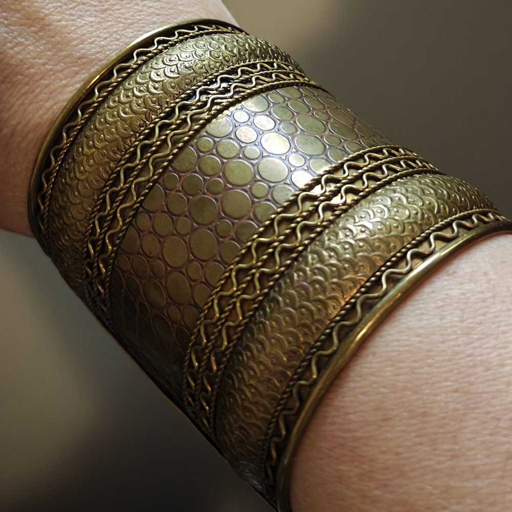 Cleopatra Style Wide Cuff Ornate Bracelet